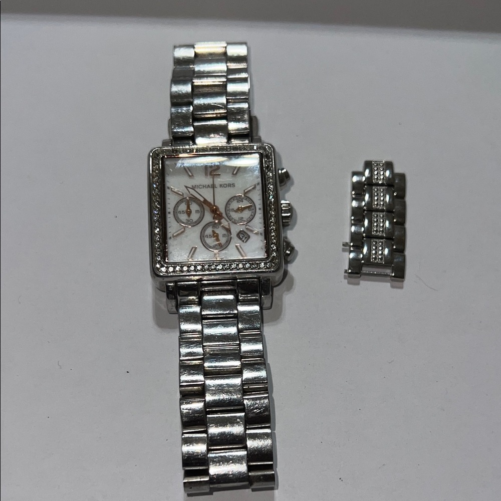 Michael Kors Silver Square Dial Womens Watch